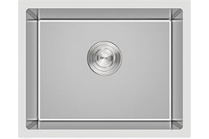 TSIBOMU 24 inch Undermount Kitchen Sink, 24 x 18 inch Single Bowl Stainless Steel Handmade Undermount Kitchen Sink with Sink Strainer, Brushed