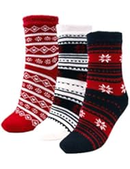 3 Pairs Cozy Cabin Socks for Women - Aloe Infused Moisturizing Fuzzy Fluffy Soft Holiday Christmas