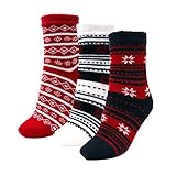 3 Pairs Cozy Cabin Socks for Women - Aloe Infused Moisturizing Fuzzy Fluffy Soft Holiday Christmas