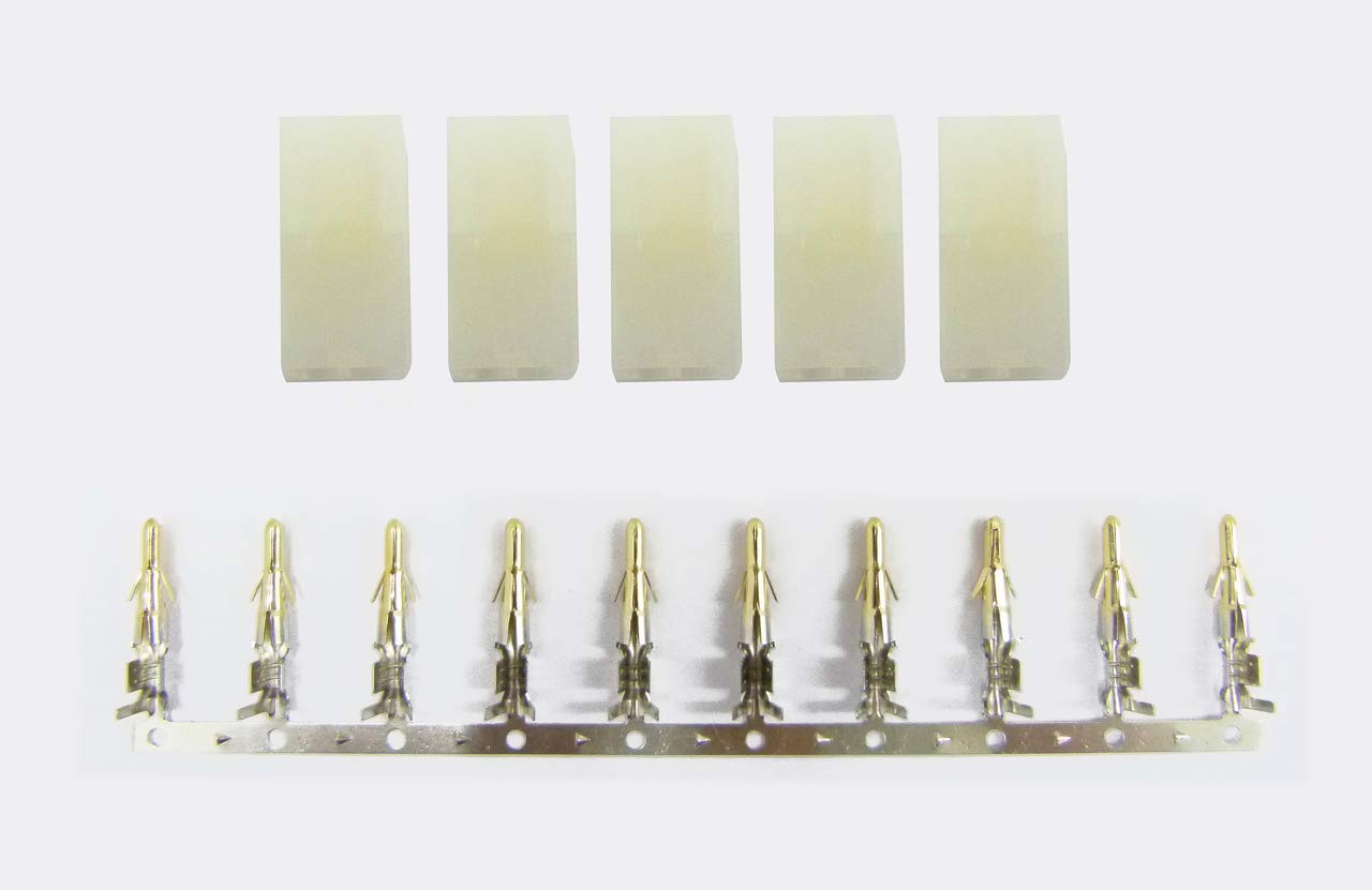 Jamara 10-Pieces Tam-Plug Male Connector Plug, Gold Pin White