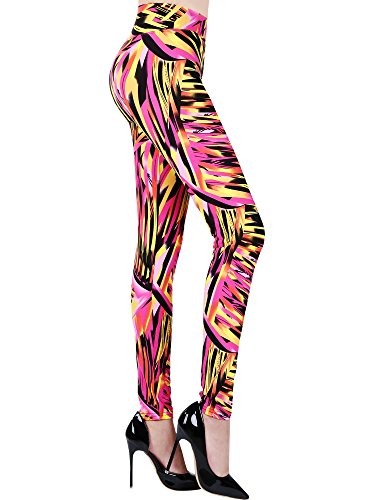 Satinior Soft Printed Fashion Leggings 80s Style with Assorted Designs, Regular Size (for Women Weight under 80 kg/ 175 lbs) (Color 1)