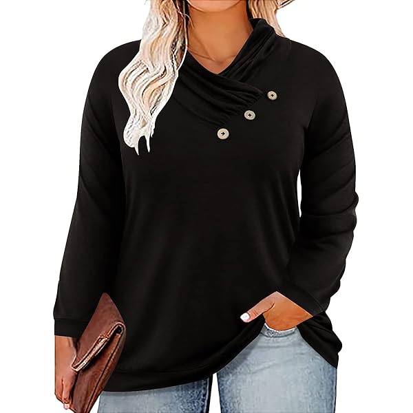 VISLILY Women's Plus Size Turtleneck Sweater - Lightweight Long Sleeve Tunic 1X-5X