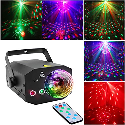 Party dj disco Lights + Dj Disco Ball,Two in One stage lights Effect Projector Karaoke Equipment With Remote Control Sound Activated for Dancing Christmas Gift KTV Bar Concert Birthday