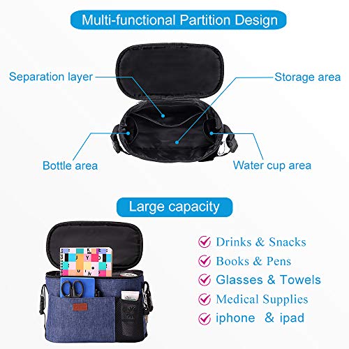 Wheelchair Bag for Back of Chair, Walker Bags for Drive Walker Travel, Walker Accessories Bag for Rollator Walkers Senior Elderly with Two Hooks - Thumbnail 3