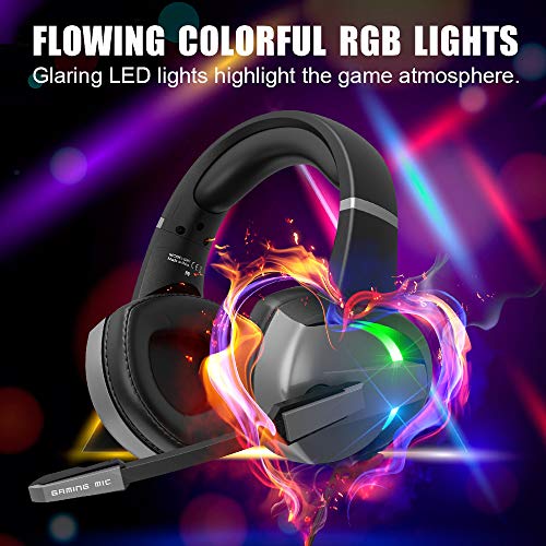 BENGOO GM7 Gaming Headset Headphones for PS4, Xbox One, PC Controller Surround Sound Over Ear Headphones with Noise Canceling Microphone, LED RGB Light On-Line Volume for Laptop Mac PS3 Playstation - Thumbnail 4