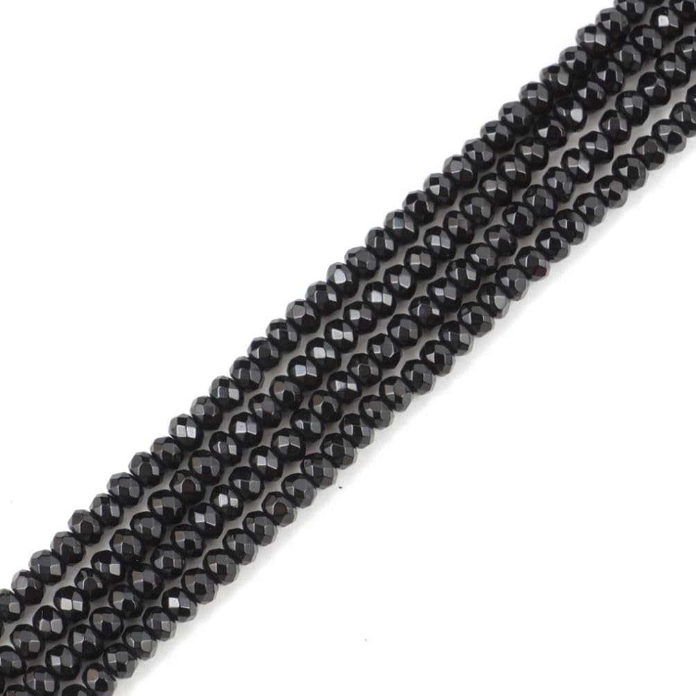 Adabele 67.5 Inch Natural Jet Black Quartz Healing Gemstone 4mm Small Faceted Rondelle Loose Beads Gem Stone Spacer (600-650pcs) for Jewelry Making GH1R-5