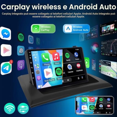 NHOPEEW 4+64G Car Stereo for BMW X3 E83 2004-2012 - 9 Inch Android Stereo with Wireless Carplay and Android Auto - Mirror Link Steering Wheel Controls Split Screen+ Rear Camera and Microphone