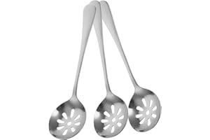 Mobestech 3Pcs Stainless Steel Slotted Spoons Small Portable Serving Utensils Lightweight Dinner Spoons for