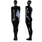 Black Full Body Latex Sleeping Bag Body Bag Open Mouth and Nose Crotch and Back Zipper Sleep Sack
