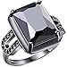 AWLY Jewelry Women 18k Black Gold Square Large Stone Princess Cut Cubic Zirconia CZ Solitaire Wedding Ring