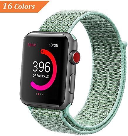 NCMASTER for Apple Watch Band 38mm 42mm Women Men iWatch band Nylon Sport Loop Band Series 1 2 3 Apple Watch Band Replacement Parts Watch Strap (1 or 6 packs) (marine green, 42mm)