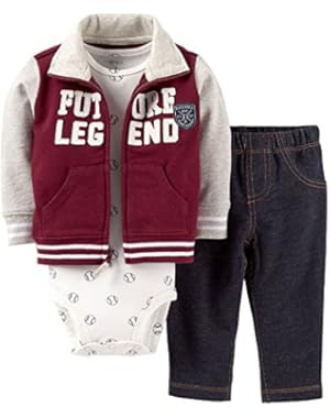 Carter's Baby Boys' 3 Piece Cardigan Set (Baby) - Burgundy - 6 Months