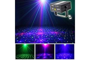 SUNY Stage Lights 12 Gobos in Blue Red Party Light Green Stars Mixed Effect Stage Lighting Party Music Show Projector Remote Control Sound Activated Dance Home Decoration Xmas Holiday DJ Light Show
