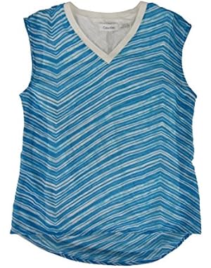 Calvin Klein Women's V-Neck Chiffon Layer Top