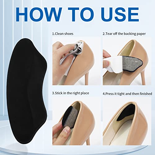 BIGGCOOL Heel Grips Inserts for Women and Men, Heel Pads for Loose Shoes, Heel Protector Cushions Improve Shoe Fit and Prevent Heel Slipping, Rubbing and Blisters - 4pairs(Apricot+Black)