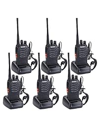treemoo recargable Radio de dos vías, largo alcance Walkie Talkies para adultos, construido en linterna LED, Batería de iones de litio con auriculares y micrófono Cargador incluido (paquete de 6)