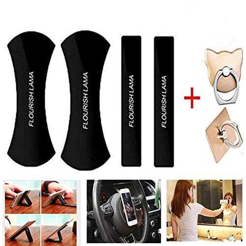 Kplvet Anywhere Sticky Phone Holder, Universal Gel Pads Sticker for Samsung Galaxy, iPhone, Ipad, Nano Rubber Car Mount for Anything (Black, Pack of 2)