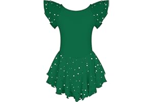 Idgreatim 2-9T Girls Ruffle Sleeve Ballet Dance Dress Sparkle Tutu Skirt Leotard