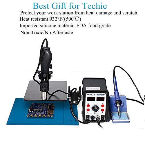 BTSHOW Soldering Mat/Pad Silicone Heat Resistant Mat 954°F Soldering Materials Electronics Mat Welding Blanket for Heat Gun,Soldering Iron,Soldering Station,Electronics Repair Mat 13" x 8.2"