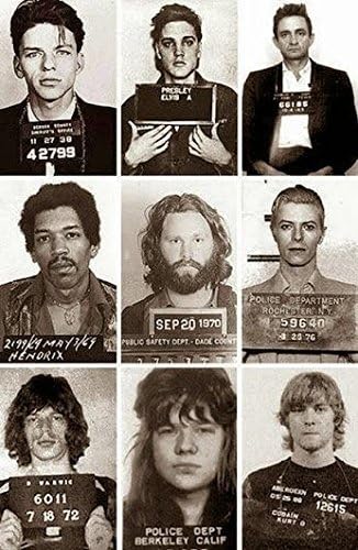 Music Star Police Mug Shots Presley Morrison Bowie & More on Mouse Pad Mousepad Vintage Old Music Computer Desktop Supplies