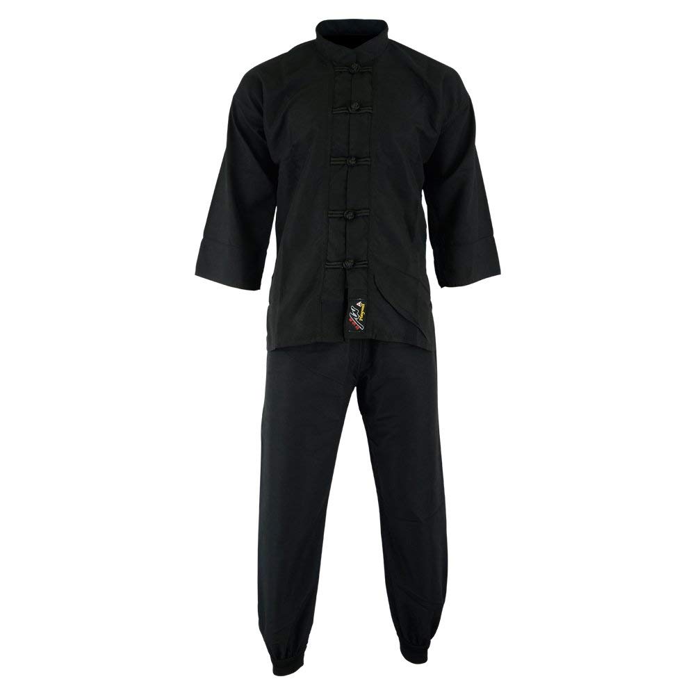 Playwell Elite Kung Fu Microfibre Ultra Light Uniform All Black : Childrens (00/120cm)