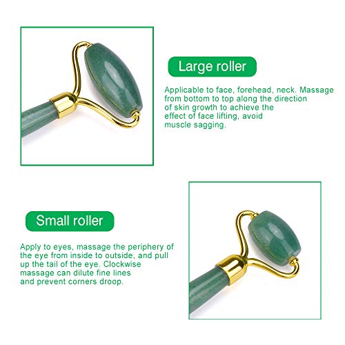 Jade Roller-Dredges Meridians - Releases Facial Tension-Noiseless-Face Massager for Wrinkles-100% Real Natural Jade Stone, ideayard(Dongling)
