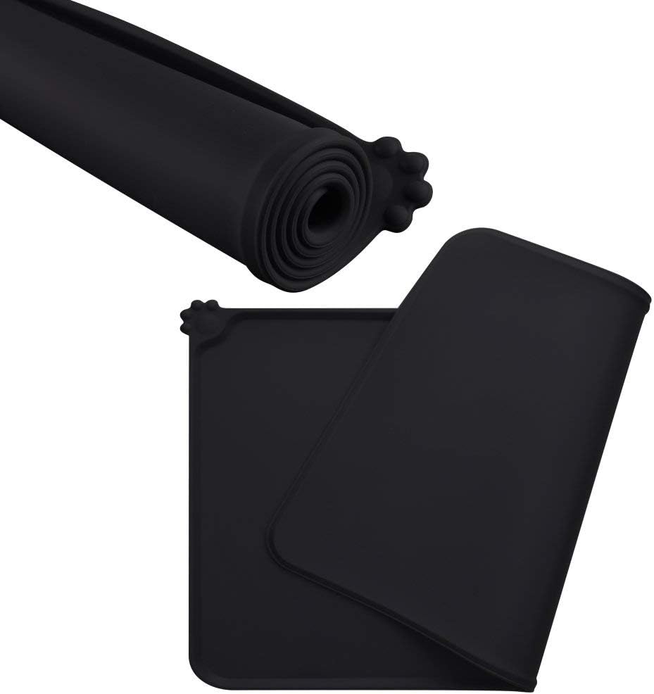 MOACC Dog Food Mat, Silicone Pet Feeding Mat, Non Slip & Waterproof Bowl Mat for Dog and Cat 47 x 30 cm, Black - Image 5