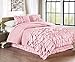 Chezmoi Collection Ella 3-Piece Waterfall Ruffle Comforter Set (Queen, Pink)