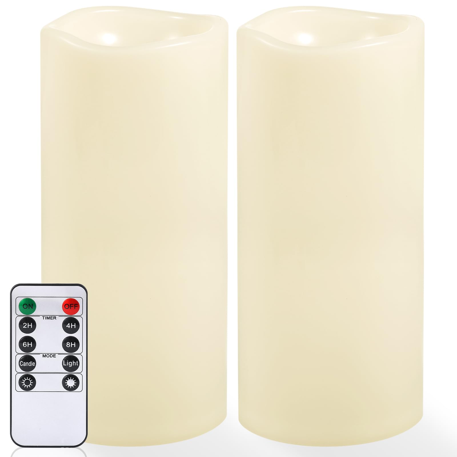 Photo 1 of NURADA Large Outdoor Flameless Candles 12" x 5" - Waterproof LED Pillar Flickering Candle Battery Operated with Timer Remote Control for Patio Porch Lanterns Decor - Long Lasting Set of 2