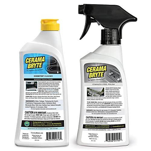 Cerama Bryte Stainless Steel Polish & Removes Tough Stains Cooktop and
