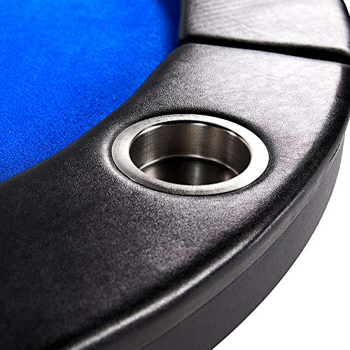 Lancaster 10 Player Blue Felt Casino Style Folding Poker Game Table - Thumbnail 4