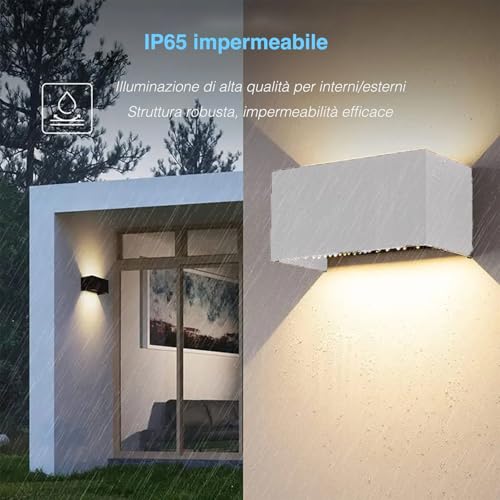 Voltix 24W LED Wall Light, IP65 Waterproof, Outdoor Wall Light Adjustable Beam Light, Indoor/Outdoor Wall Lamp for Home and Garden (Natural Light – 4000 K, White)