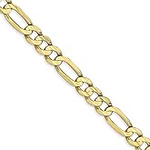 The Black Bow 5.5mm, 10k Yellow Gold, Concave Figaro Chain Necklace