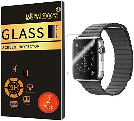 Apple Watch 42mm (Series 1/Series 2/Series 3) Tempered Glass Screen Protector, SUMOON Premium HD Clear, Anti-Scratch, Anti-Fingerprint, Bubble Free Screen Protector for Apple Watch 42mm (2 Pack)