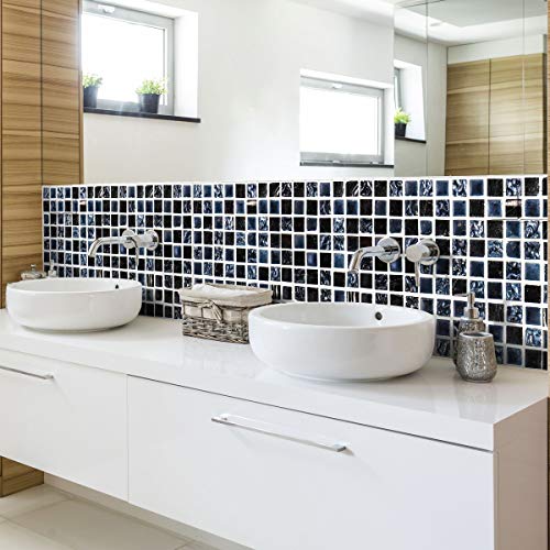 Ambiance Sticker Pack de 6 Stickers Adhésifs Frises Carrelages - Autocollant Frises Carreaux de Ciment - Mosaïque Adouci Mural Salle de Bain, Cuisine - 6 Pièces de 5 x 30 cm