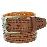 Mens Genuine Leather Triple Braided Casual Western Jeans Belt
