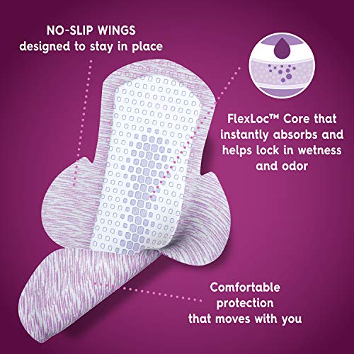 Poise Ultra Thin Incontinence Pads with Wings, Active Collection