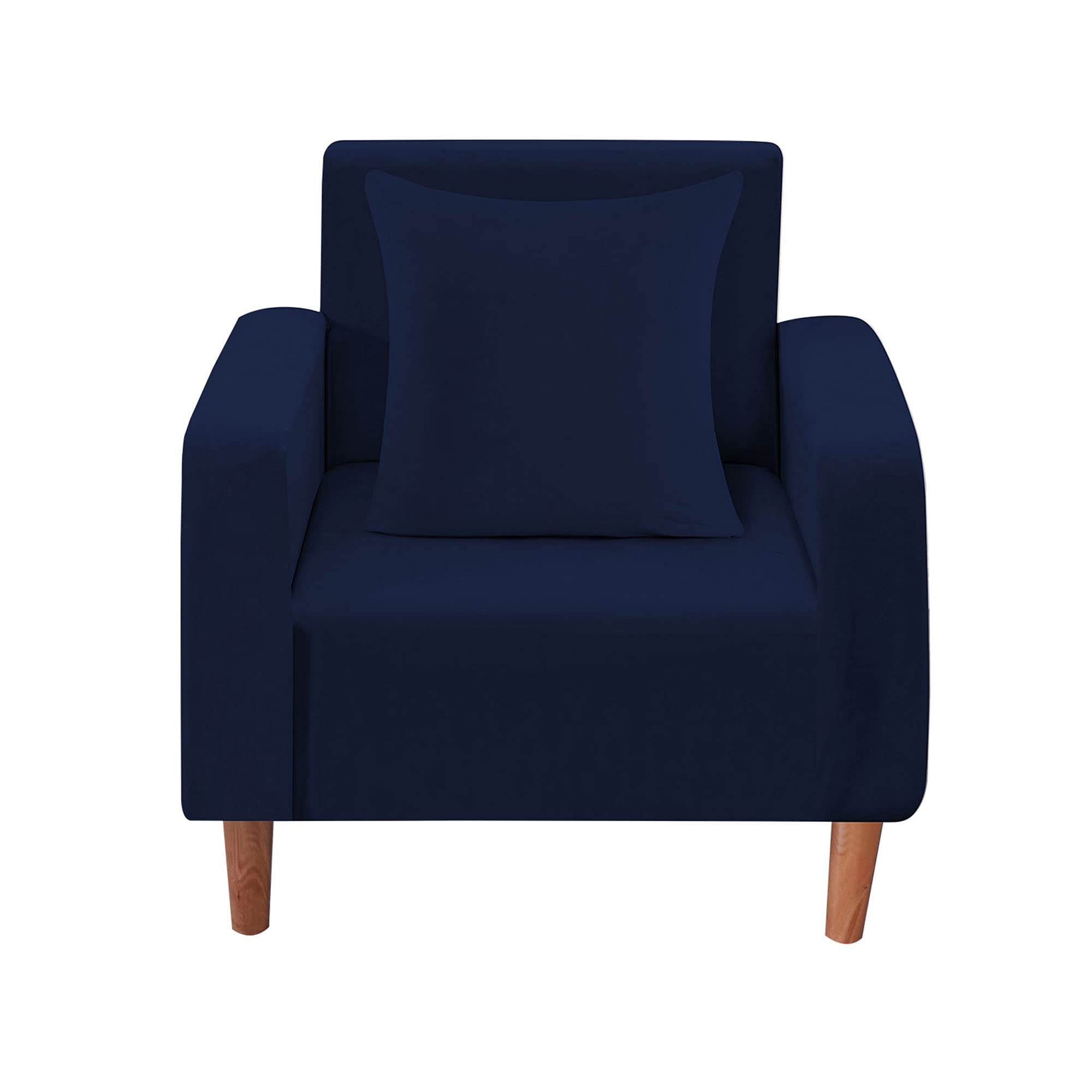 WedDecor Thick Velvet Sofa Cover 1 Seater Crushed Couch Slipcover, Super Stretch, Non-Slip Soft Plush Sofa Furniture Protector for Living Room, Machine Washable, Navy Blue, (90 x 140cm)