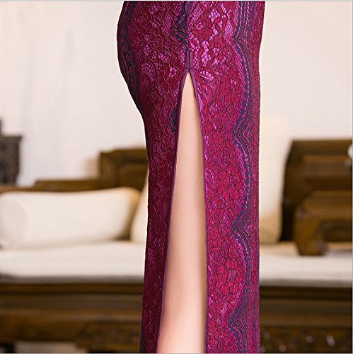 Angcoco Women's Cap Sleeve Lace Style Maxi Cheongsam Dress China Qipao - Image 7