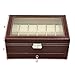 AUTOARK Leather 12 Mens Watch Box with Jewelry Display Drawer Lockable Watch Case Organizer,Brown,AW-003