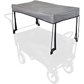 YEEDOIDO C2 Canopy for Wagon Attachment, Awning Shade Cover for Kids Folding Collapsible Beach Utility Grocery Push Pull Wagon Cart Replacement Waterproof Removable Foldable Portable Gray