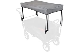 YEEDOIDO C2 Canopy for Wagon Attachment, Awning Shade Cover for Kids Folding Collapsible Beach Utility Grocery Push Pull Wagon Cart Replacement Waterproof Removable Foldable Portable Gray