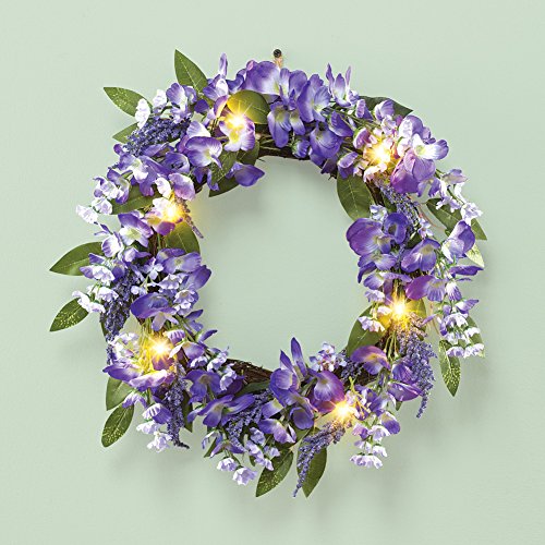 Wisteria Vine Spring Front Door Wreath with Lights