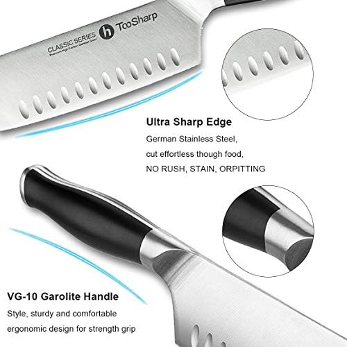 TooSharp Couteau de Chef Nakiri, 7 Pouces Couteaux de Cuisine Professionnels, Prime G-10 Garolite Poignée Allemagne Antiadhésif Haute teneur en Carbone Acier X50CrMoV15-7 (180mm) - Cuisine A Vivre TooSharp Couteau de Chef Nakiri, 7 Pouces Couteaux de Cuisine Professionnels, Prime G-10 Garolite Poignée Allemagne Antiadhésif Haute teneur en Carbone Acier X50CrMoV15-7 (180mm)