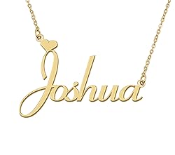 Aoloshow 18k Gold Plated Joshua Heart Name Necklace