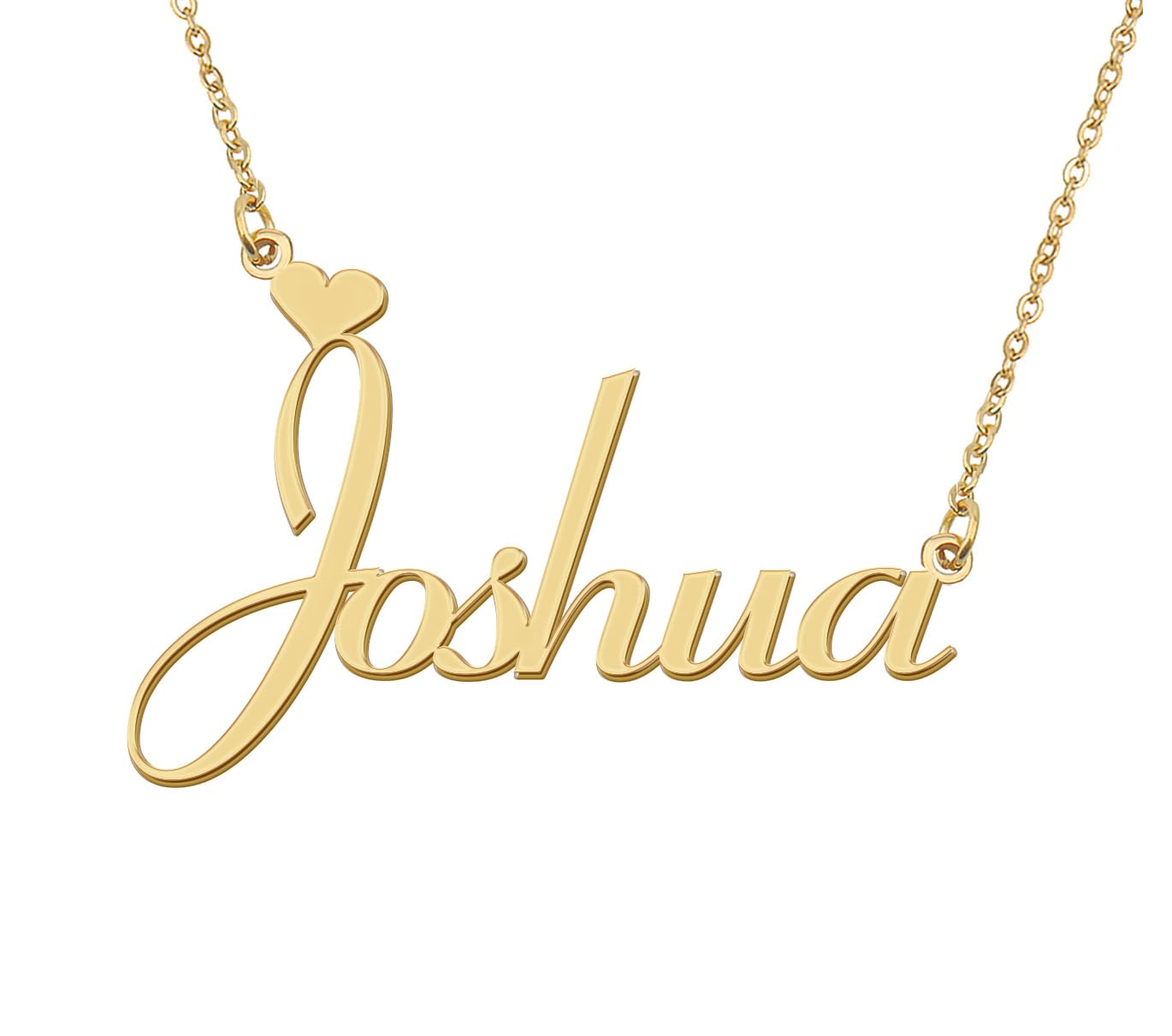 Aoloshow 18k Gold Plated Joshua Heart Name Necklace