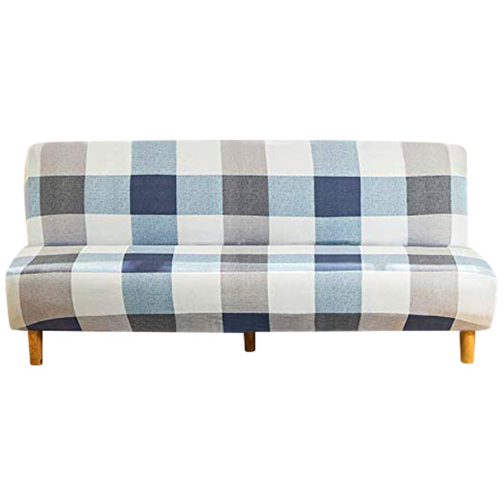 Armless Sofa Bed Cover Spandex Stretch Print Futon Slipcover Non-slip Folding Armless Sofa Cover Seat Couch Protector Fits for 2-3 Seater Folding Sofa Bed without Armrests, 180-210cm (Printed 6)