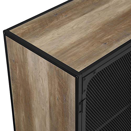 Offex 30" Rustic Oak Industrial Accent Cabinet/Mesh with Adjustable Shelves - Thumbnail 3