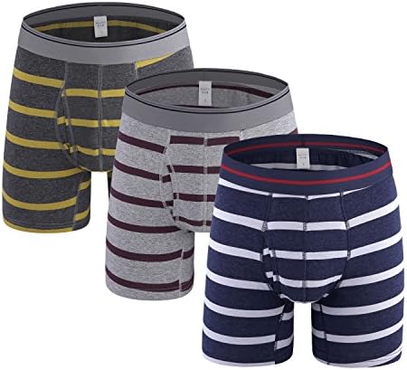 Men's Stripe Cotton Boxer Briefs Underwear (Tag XXXL_US XL)