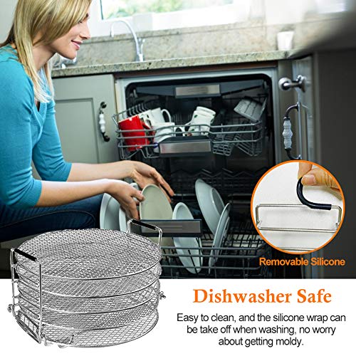 Food Dehydrator Stand Racks for Air Fryer, Pressure Cooker, Oven and Ninja Foodi 6.5 & 8 qt, Food Grade Stainless Steel Drying Rack Stacker Trays